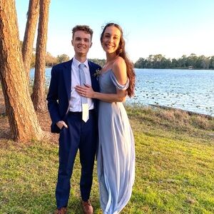 Lulu's Sky Blue Off-Shoulder Maxi Dress